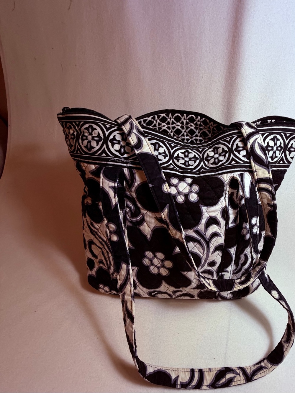 Vera Bradley Black and White Quilted Floral Tote